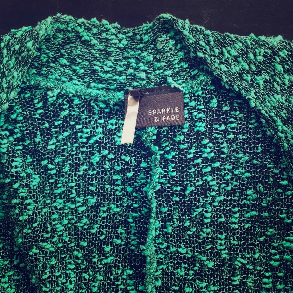 Green open knit Sparkle and Fade cardigan.